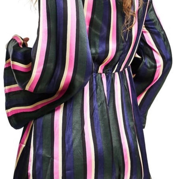 Top shop STRIPE PRINT MINI DRESS WITH TIE FRONT IN MULTI size 10 NWT - Picture 2 of 7